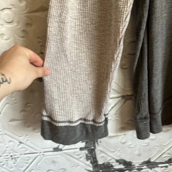 Gray and Cream Hooded Henley Shirt - Picture 4 of 7